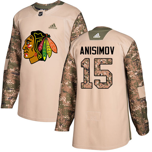 Adidas Blackhawks #15 Artem Anisimov Camo Authentic Veterans Day Stitched NHL Jersey - Click Image to Close